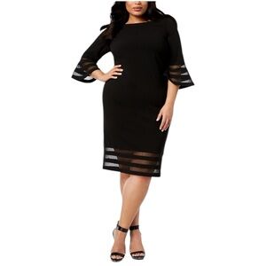 Calvin Klein Black Dress with Sheer Sleeve Details